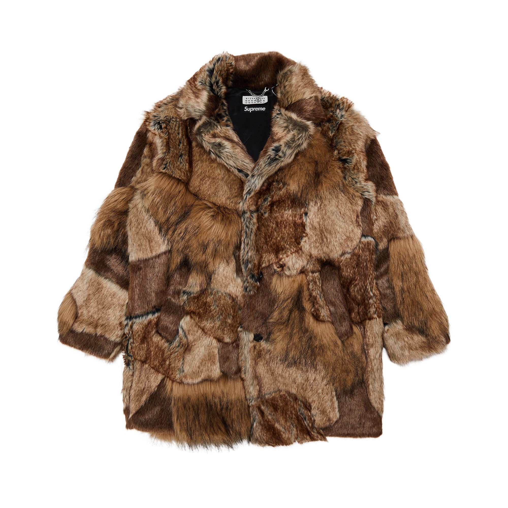 Supreme x MM6 Maison Margiela Patchwork Faux Fur Coat 'Brown' - 1