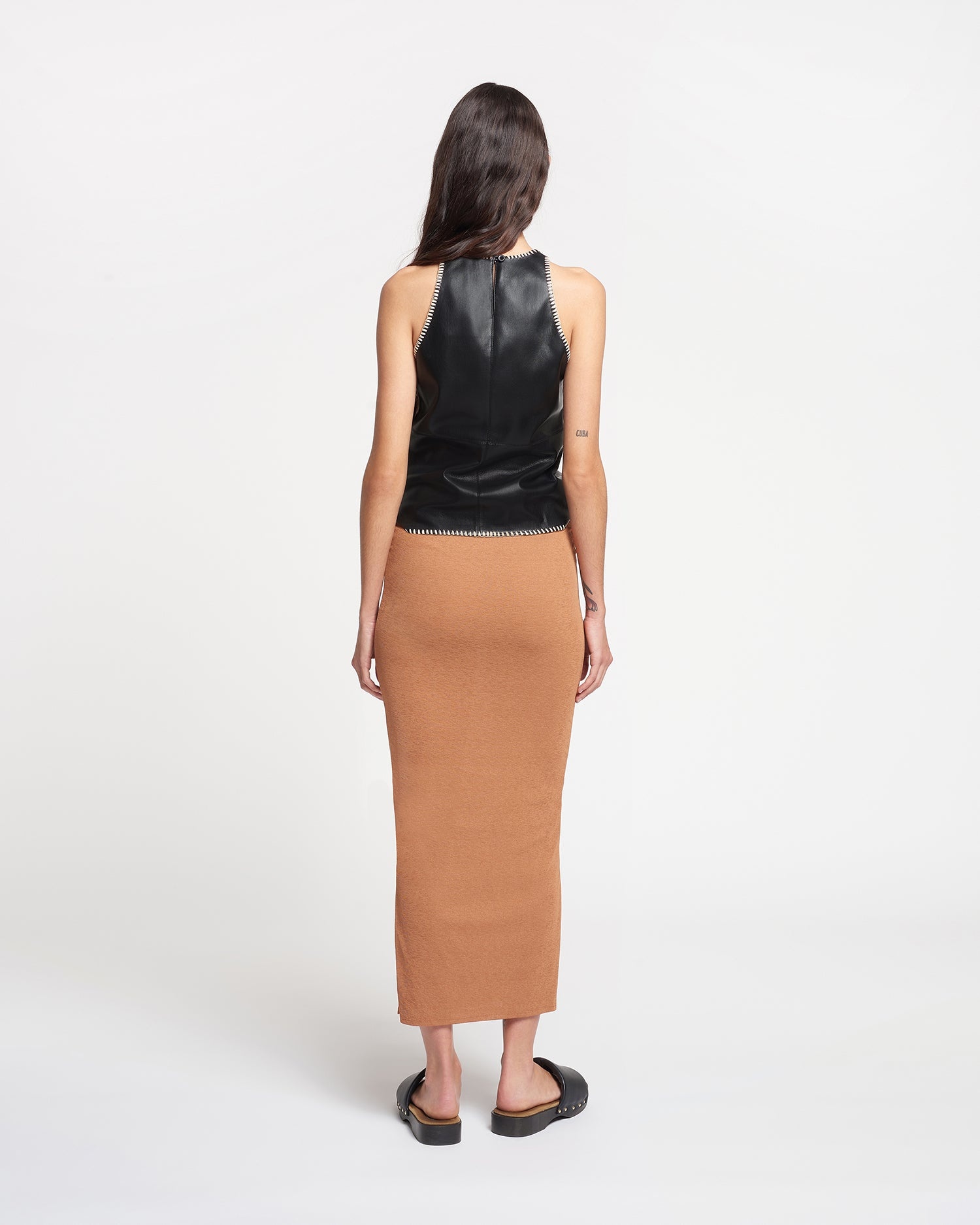 Ruched Mesh-Jersey Midi Skirt - 5