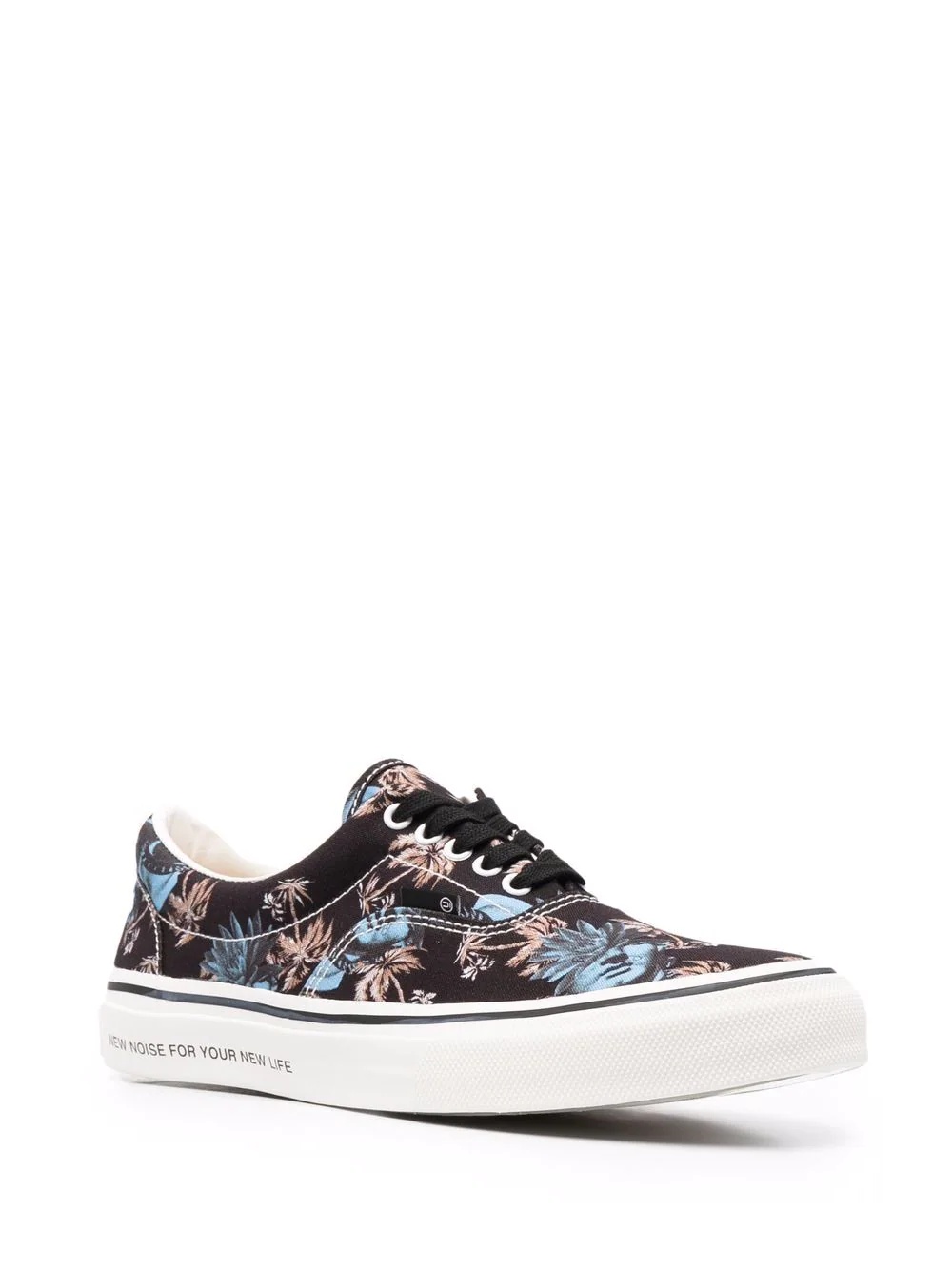 floral-print lace-up canvas sneakers - 2