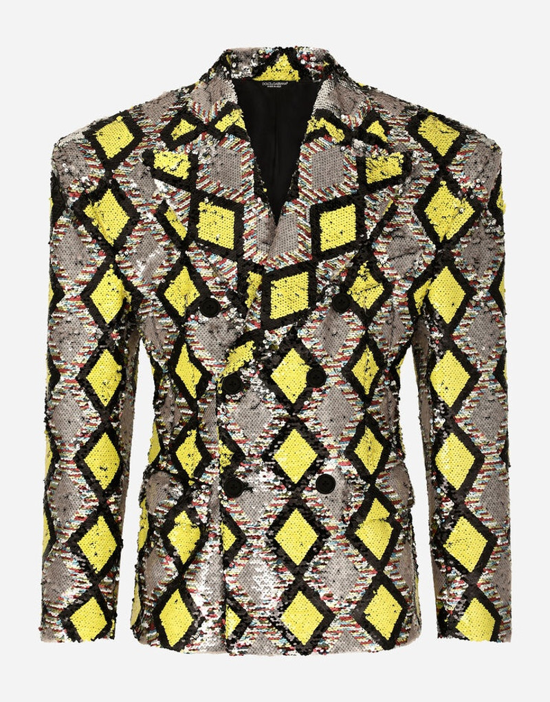 Double-breasted jacket with sequined diamond-design 1