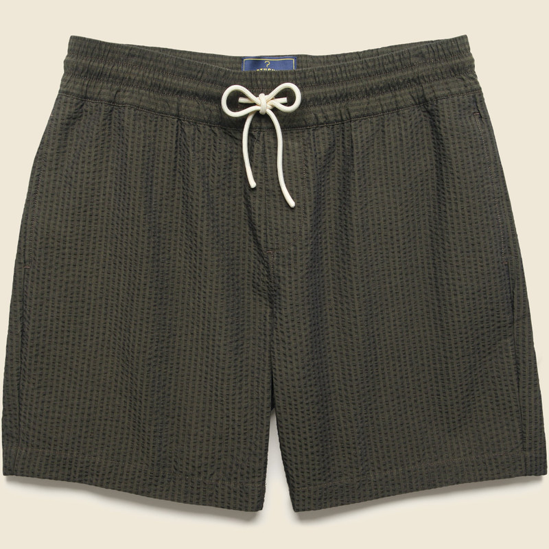 7" Seersucker Shorts - Olive 1
