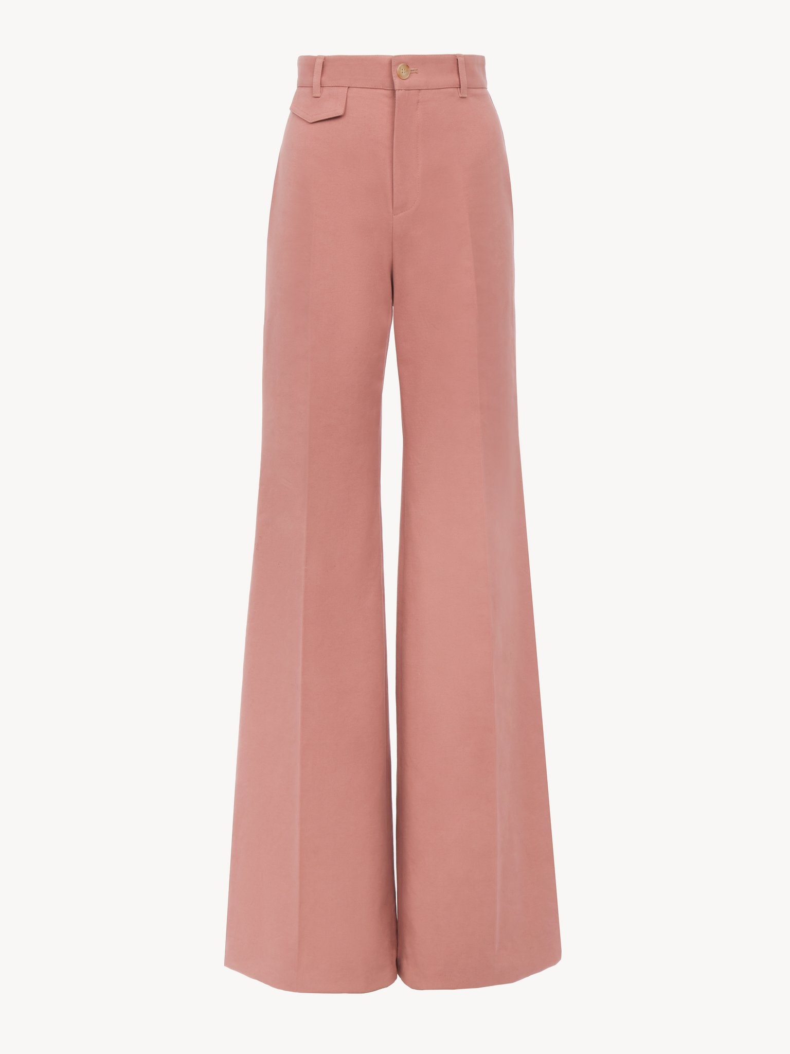 HIGH-RISE FLARED PANTS IN COTTON CANVAS - 2