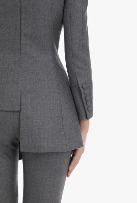 Gray wool asymmetrical blazer - 8