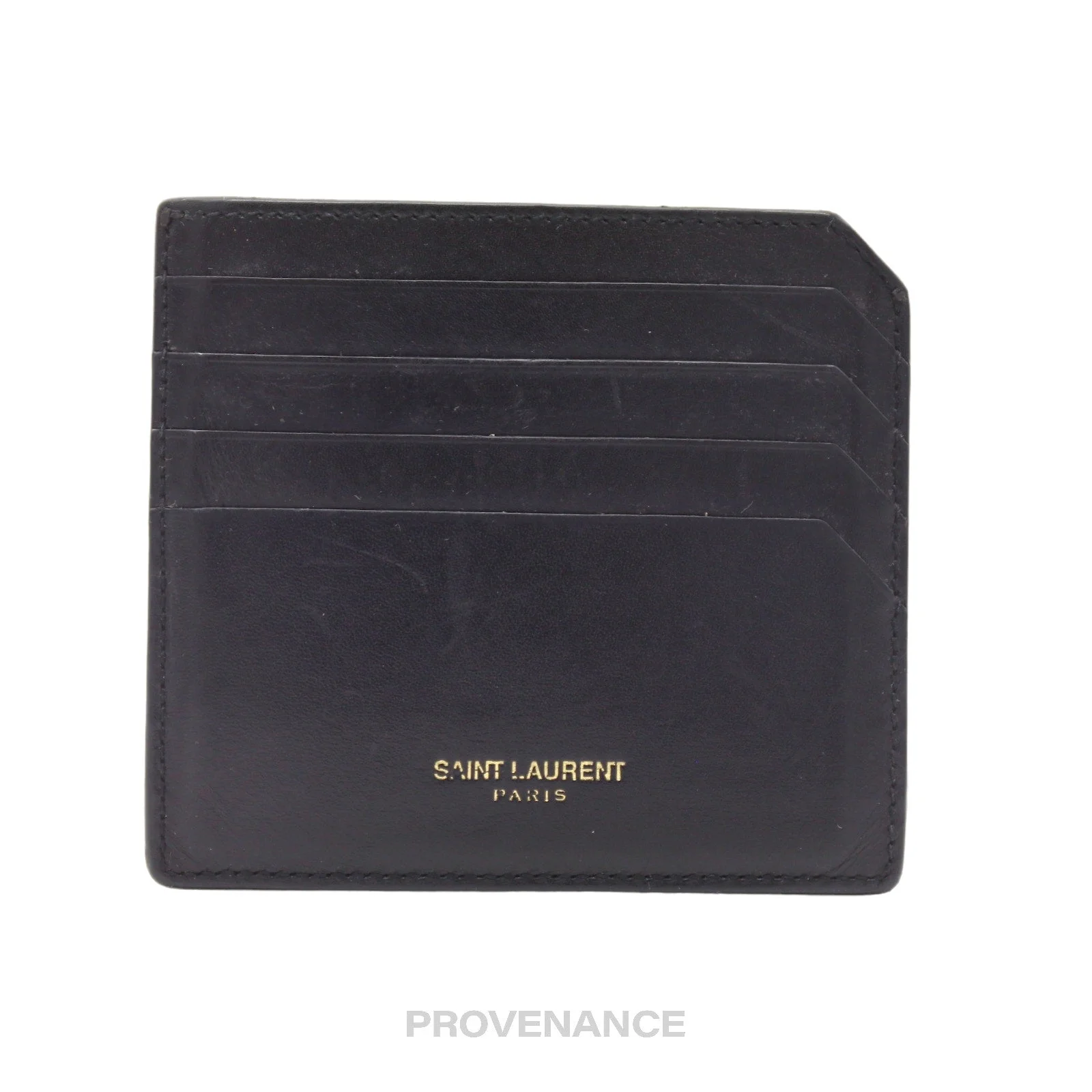 SLP Card Holder Wallet - Black Calfskin Leather - 1