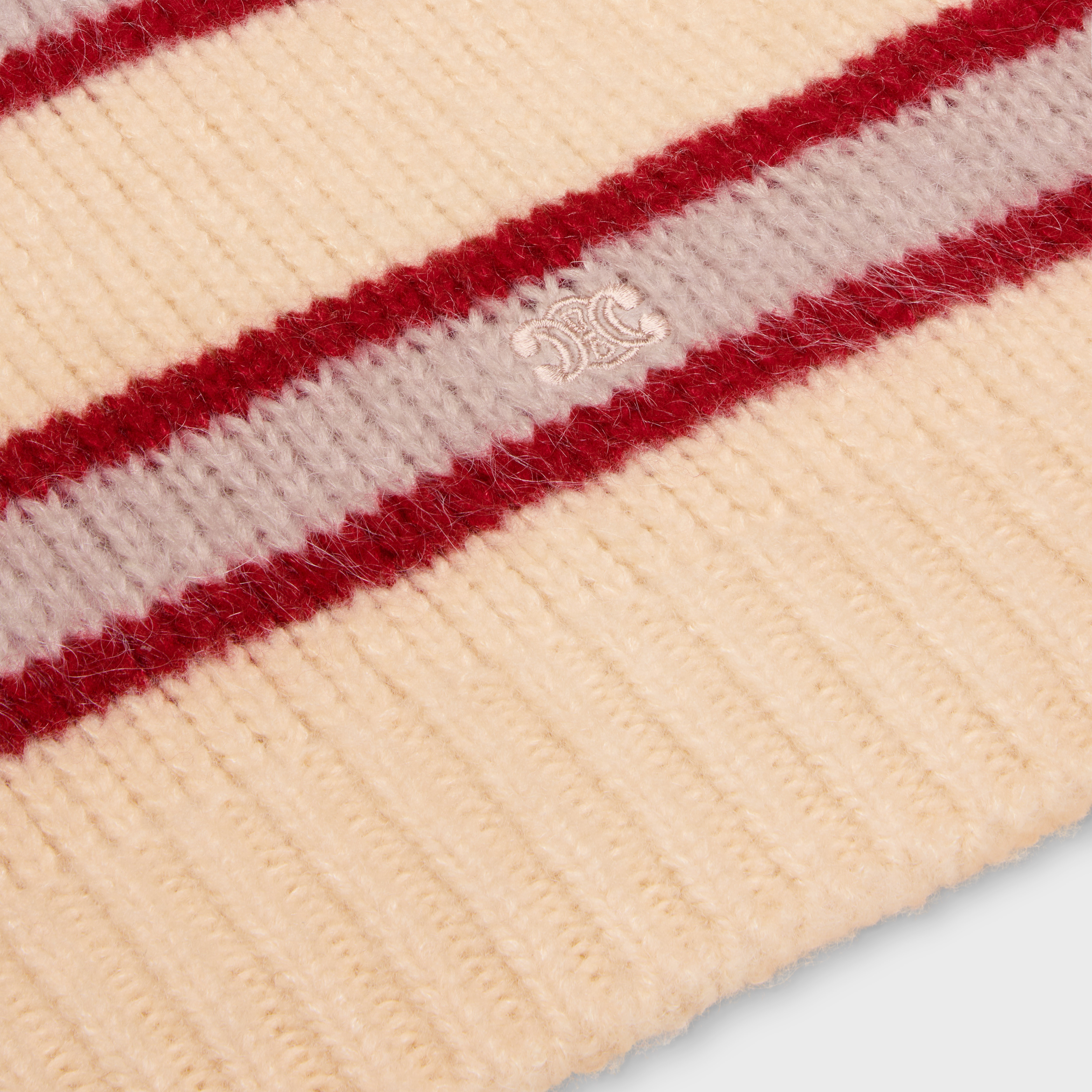 crew neck sweater in striped cashmere and wool - 4