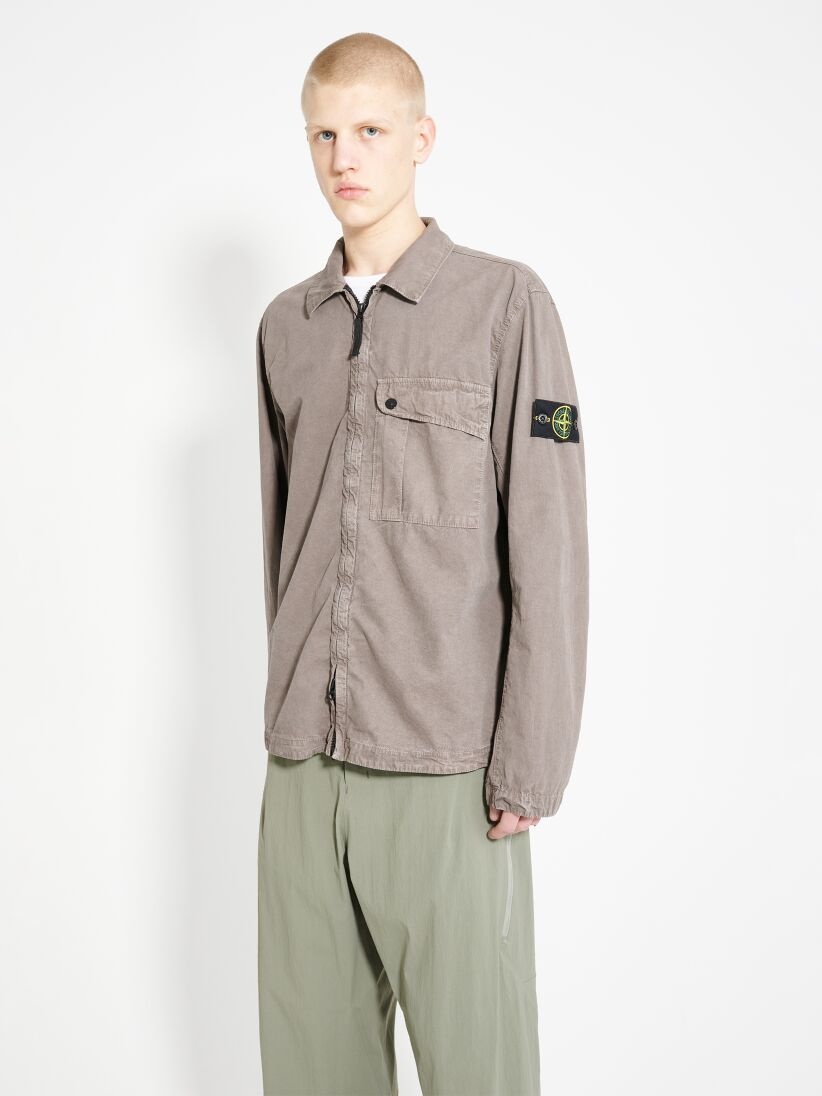 STONE ISLAND ZIP OLD TREATMENT OVERSHIRT DOVE GREY - 2