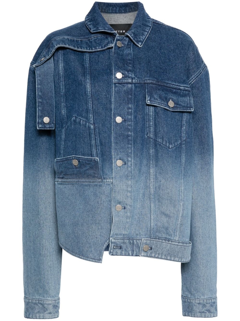 asymmetric deconstructed denim jacket - 1