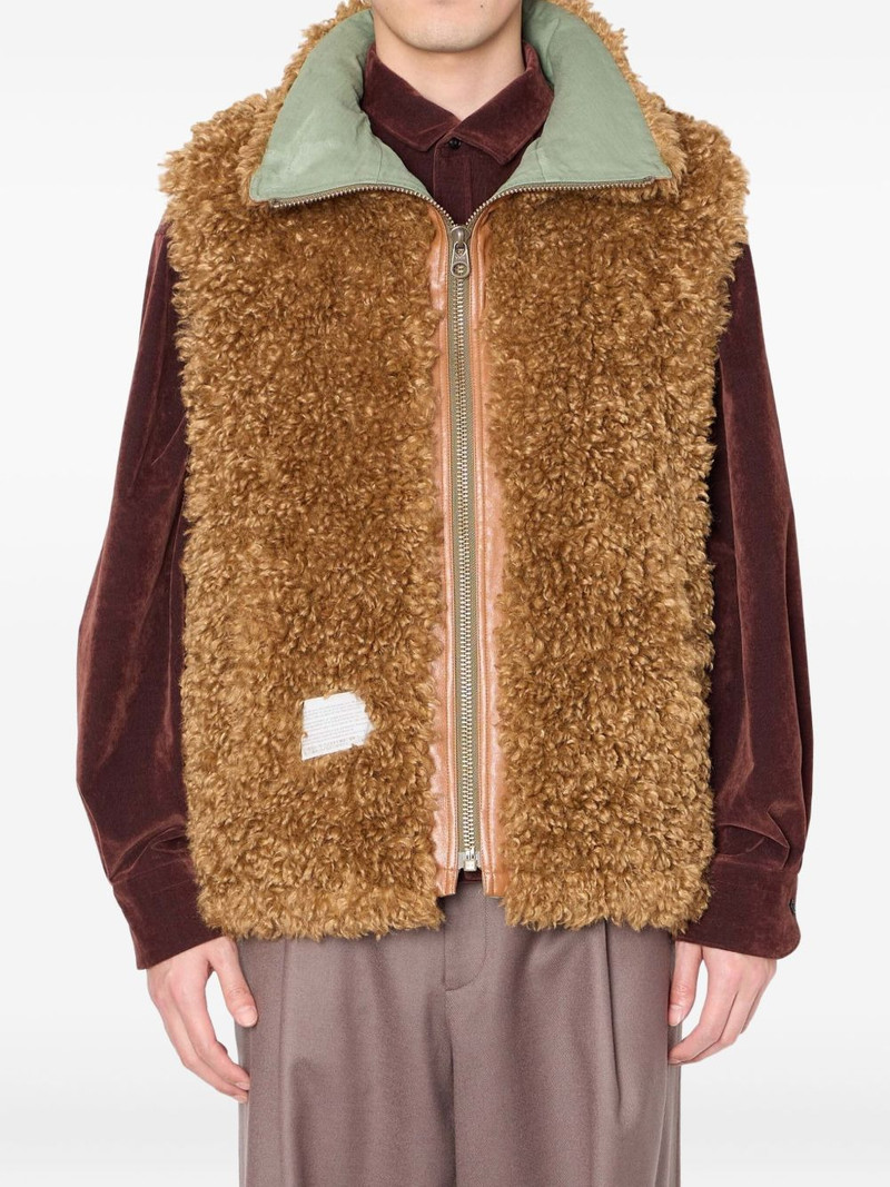 Kolor dragon-embroidered shearling gilet outlook