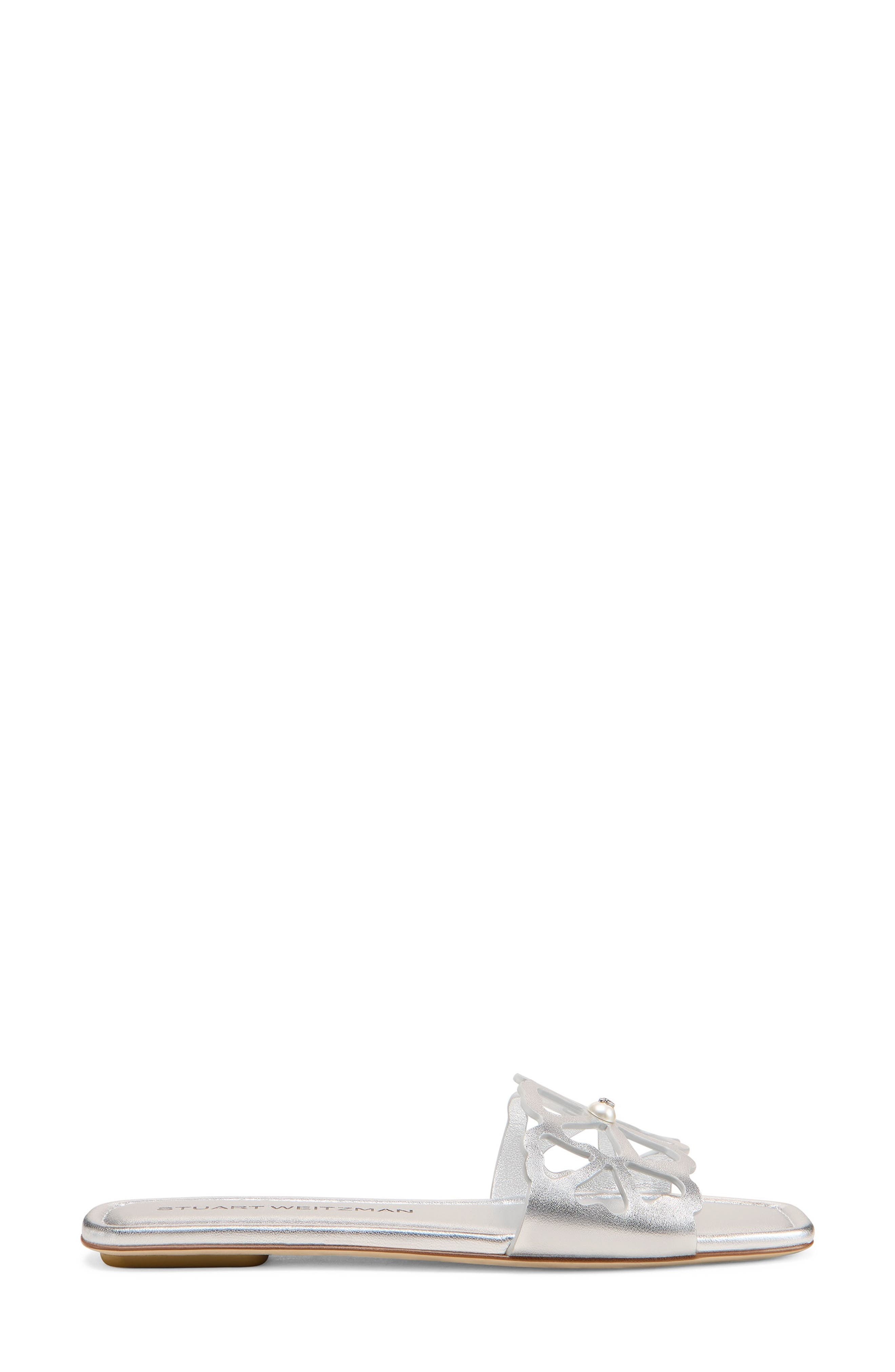 Stuart Weitzman Jasmine Cutout Slide Sandal in Silver at Nordstrom - 3