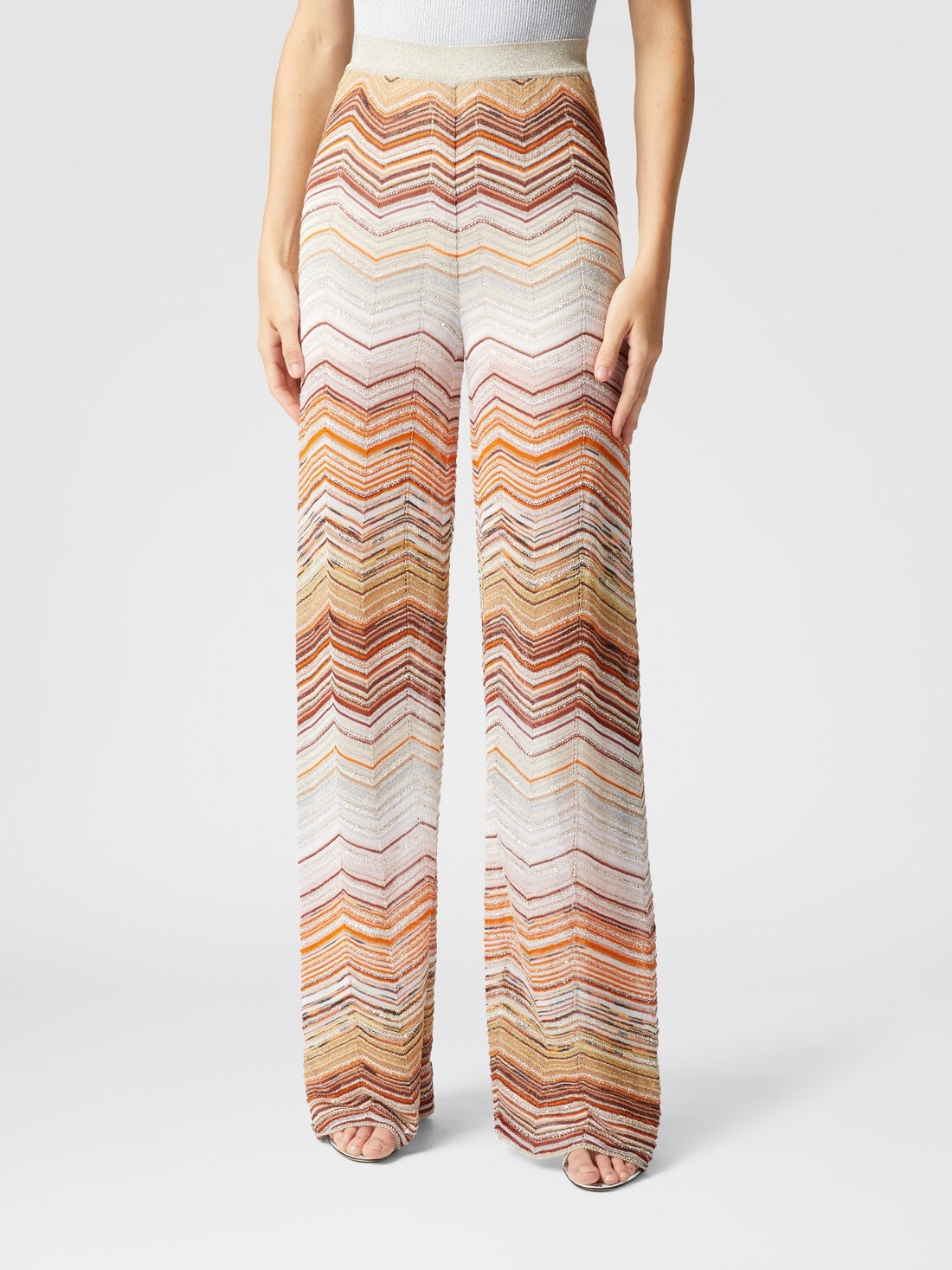 Palazzo chevron lamé trousers with sequins - 4
