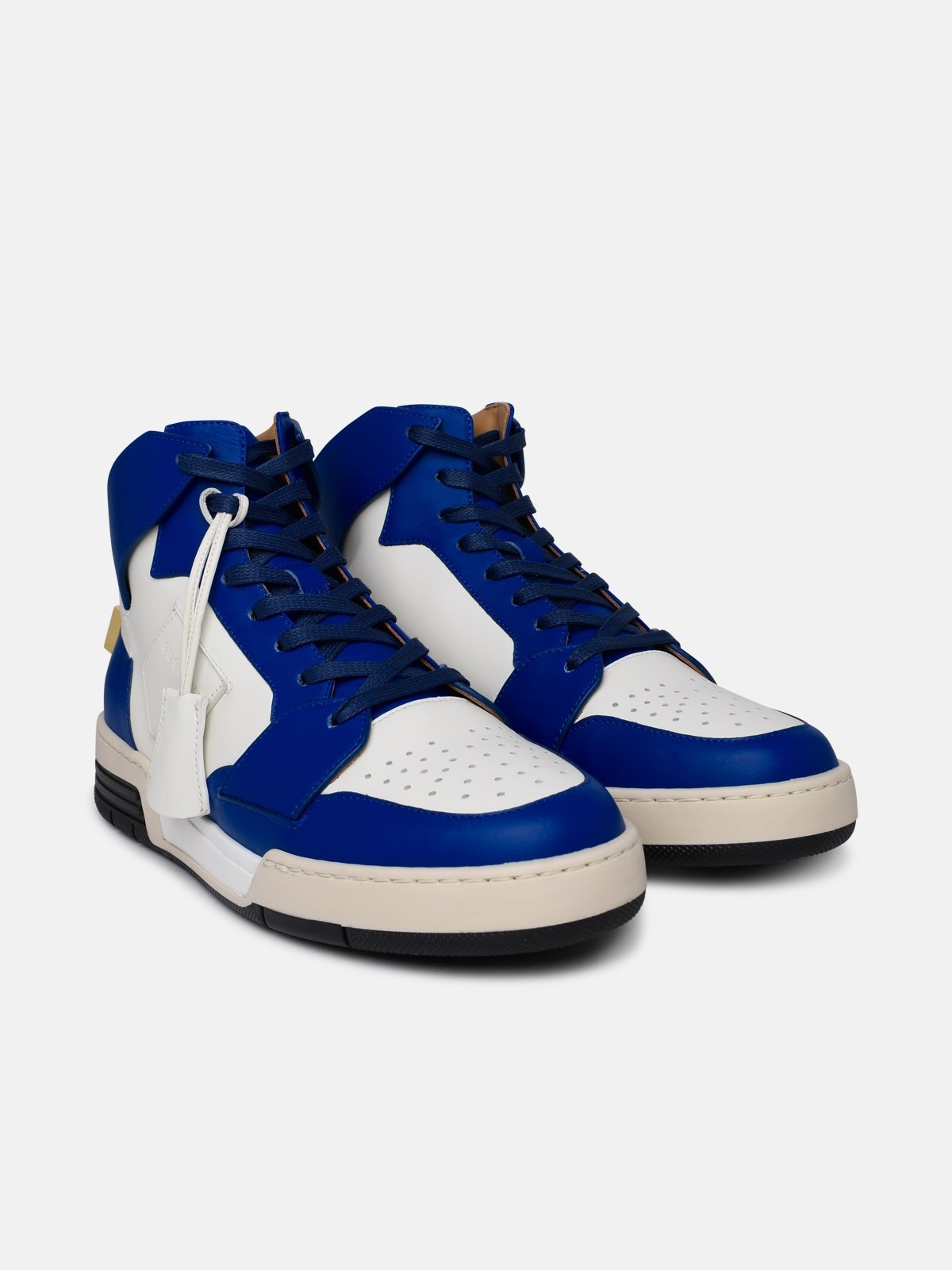'AIR JON' WHITE AND BLUE LEATHER SNEAKERS - 2