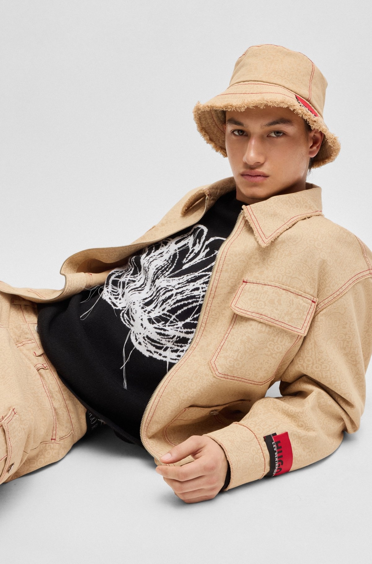 HUGO X LES BENJAMINS RELAXED-FIT JACKET WITH ALL-OVER PRINT - 5