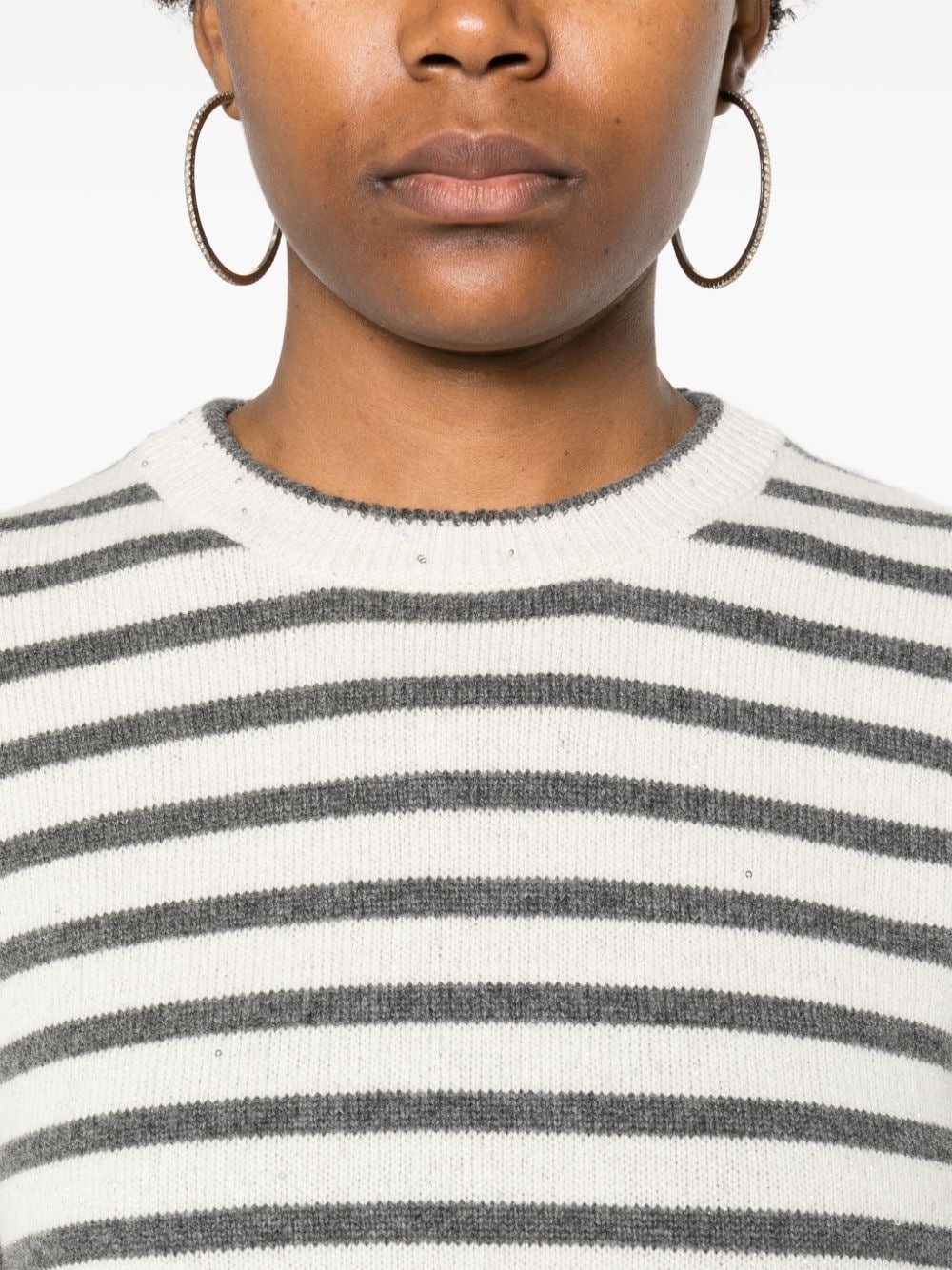 striped sequin-embellished jumper - 5