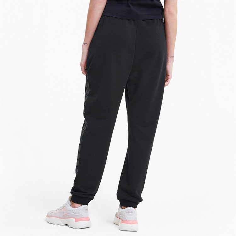 (WMNS) PUMA Knitting Sports Trousers Black/Red 599190-51 - 4