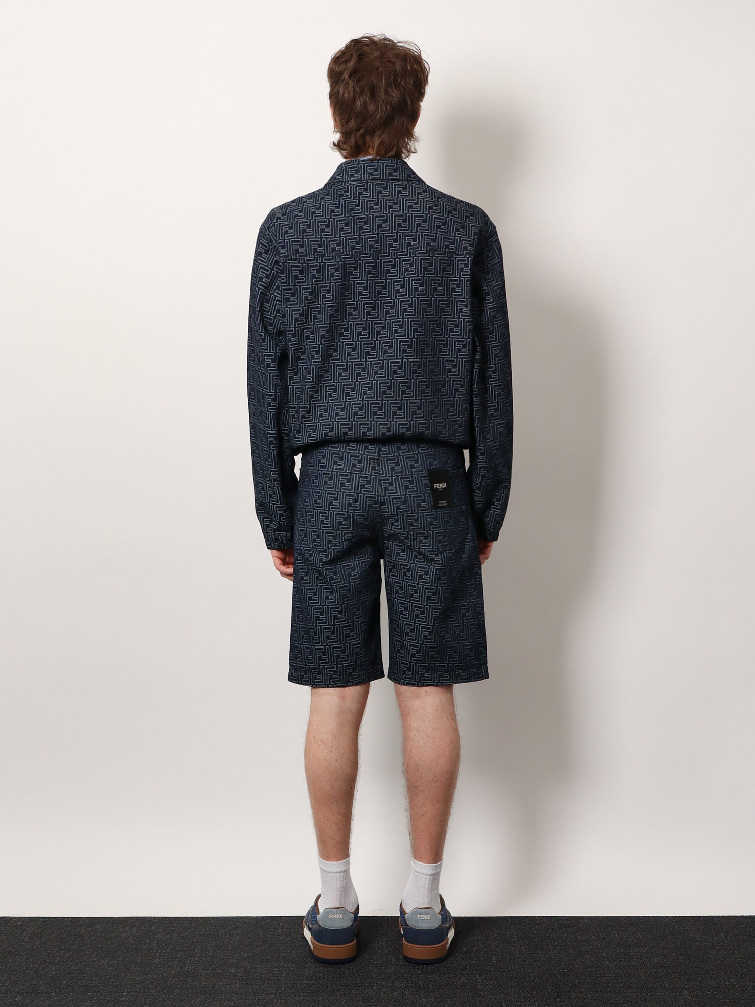 Fendi Denim Bermuda Shorts With All-Over Ff Logo - 3