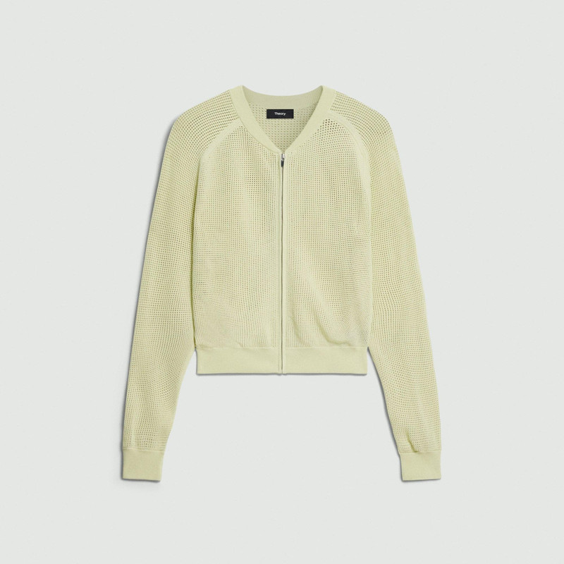 Pointelle Bomber Jacket in Crepe Knit 1