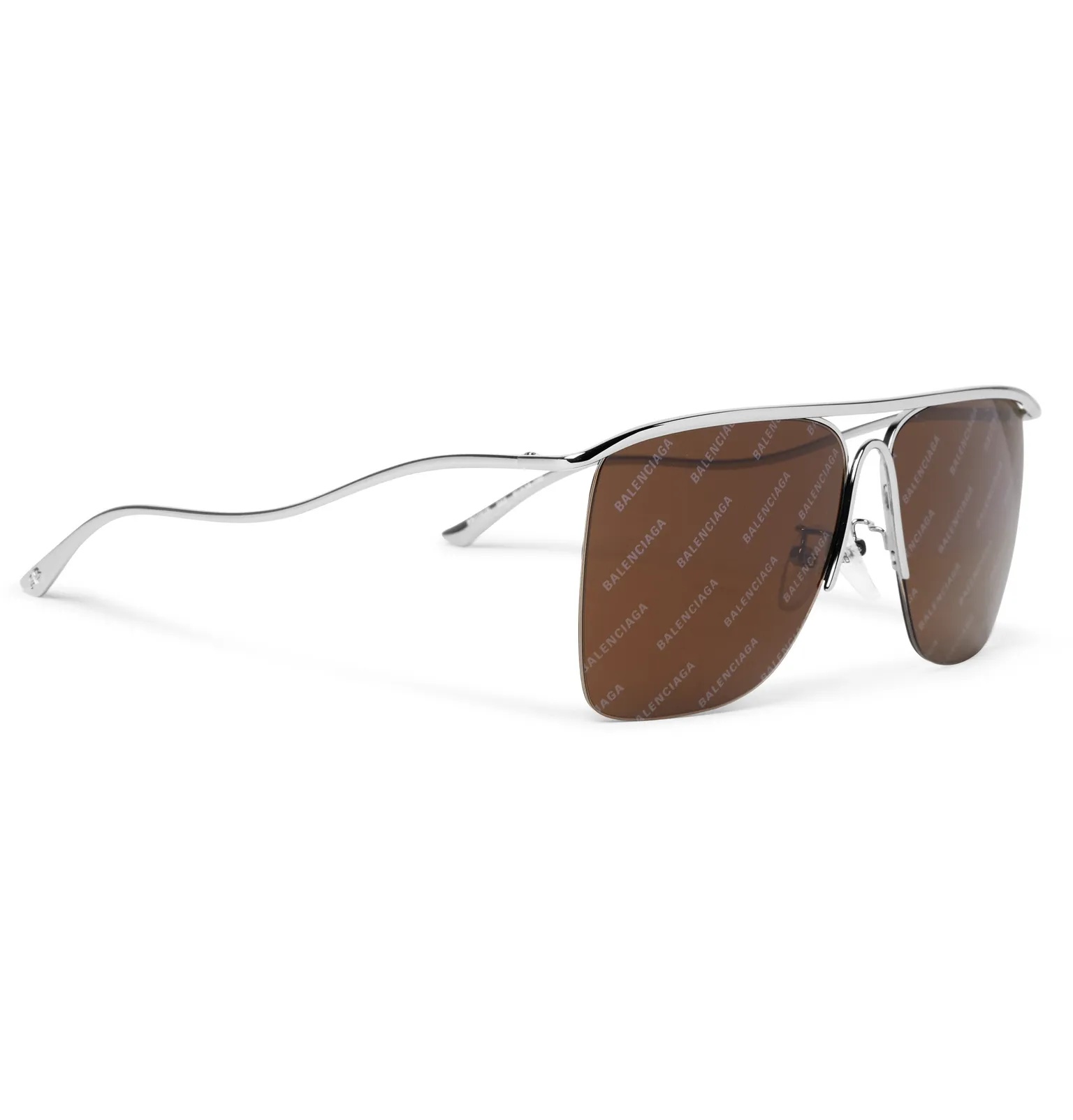 Aviator-Style Logo-Print Ruthenium Sunglasses - 2