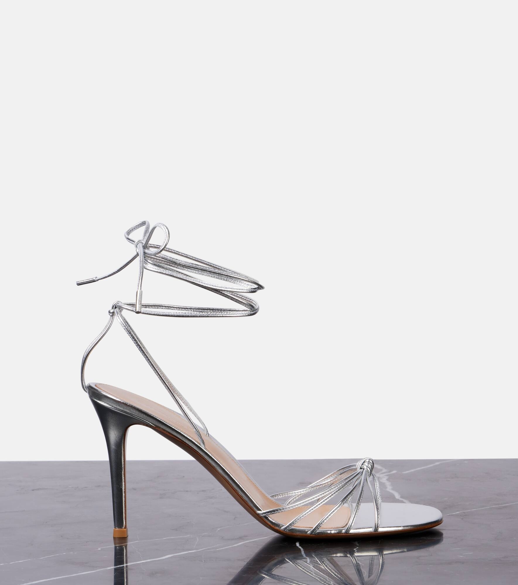 Metallic leather sandals - 4