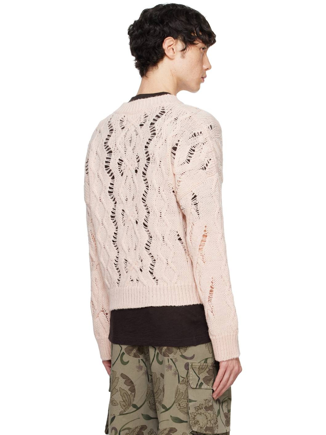 Pink Cable Sonar Roundneck Sweater - 3