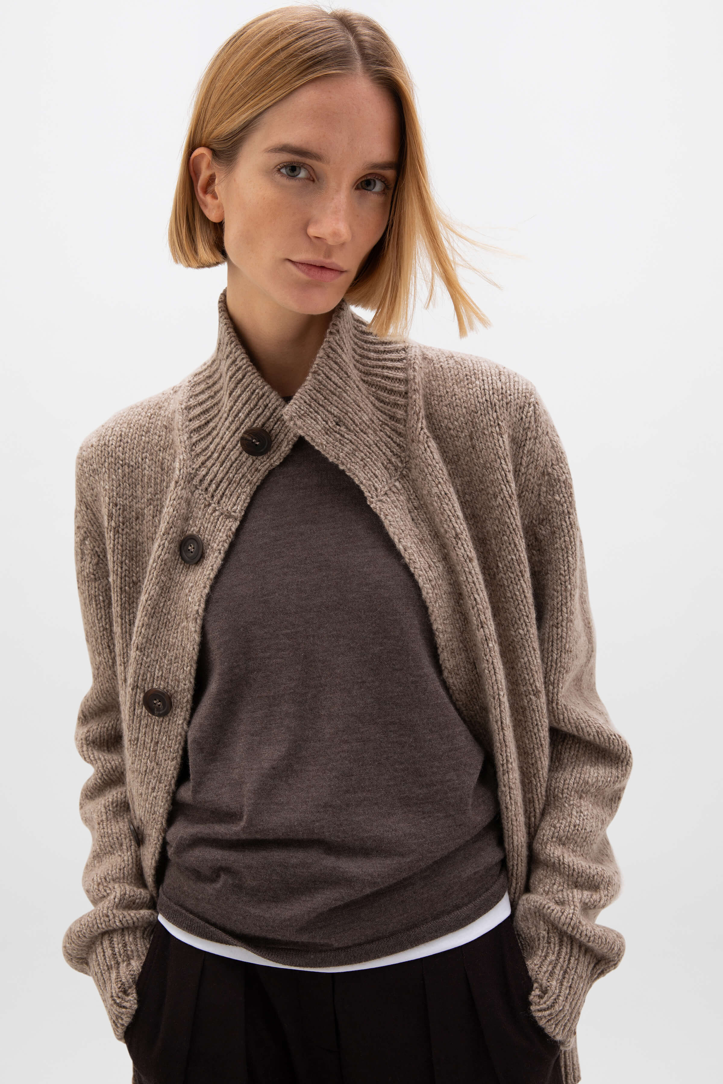 Donegal Cashmere Natural Cardigan - 7