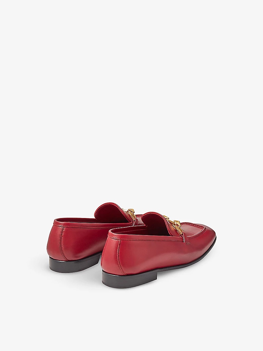 Diamond Tilda chain-embellished leather loafers - 4