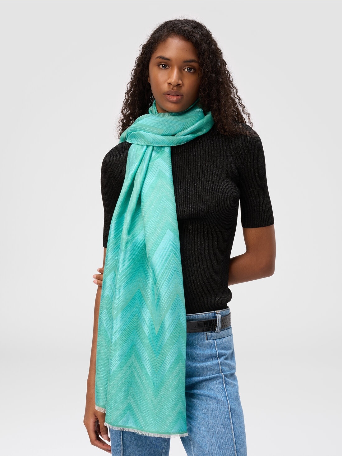 Cotton blend chevron stole - 3