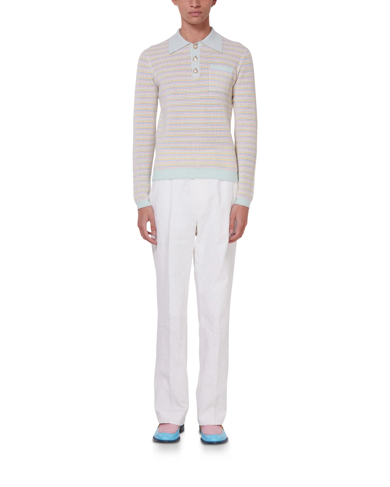 Mint Striped Polo Shirt - 2