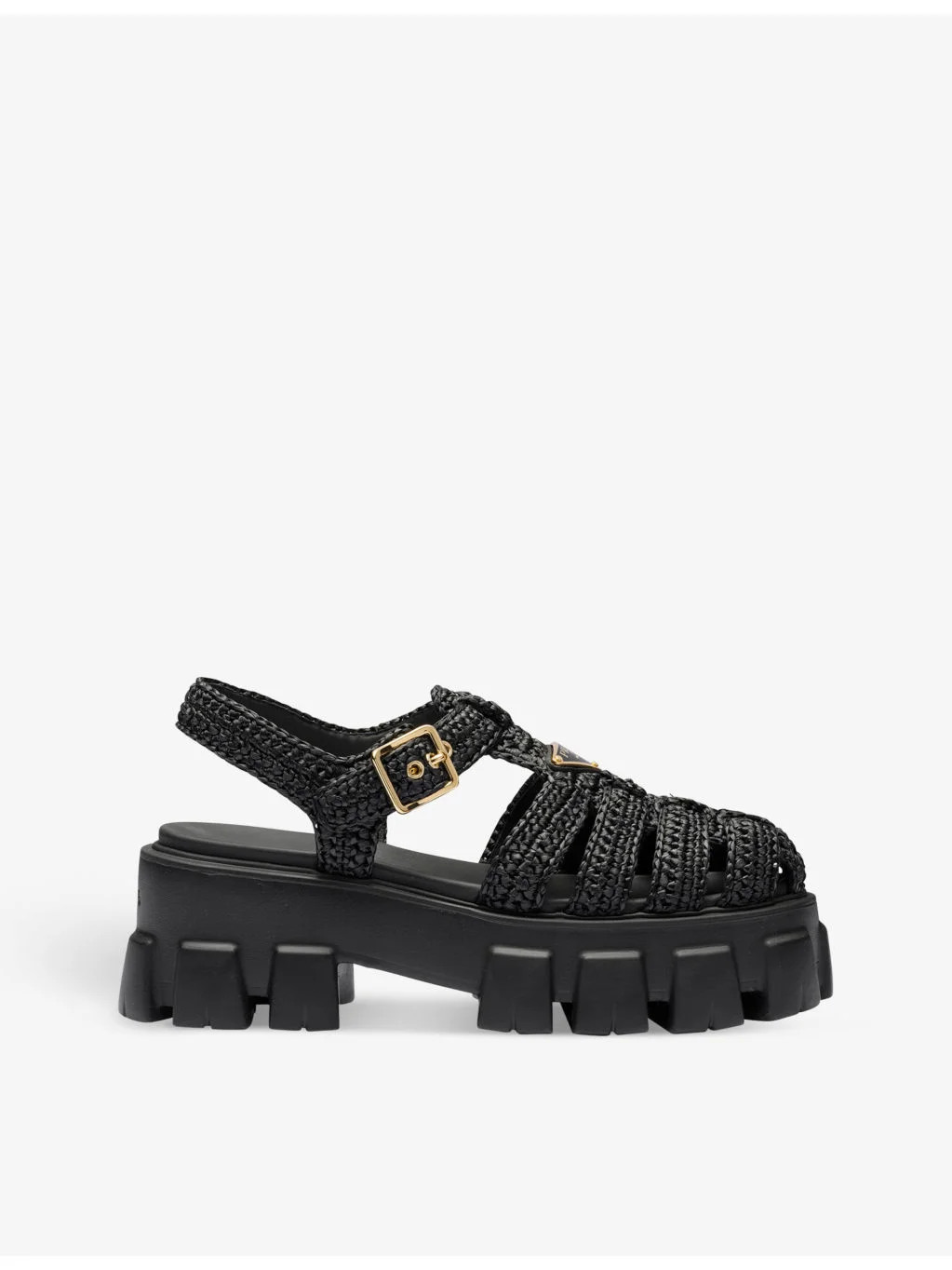 Monolith logo-plaque chunky-sole caged crochet sandals - 1