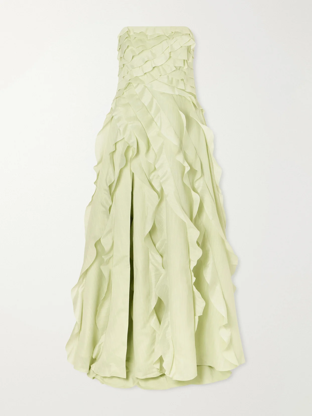 Allairie Strapless Ruffled Shirred Faille Gown - 1