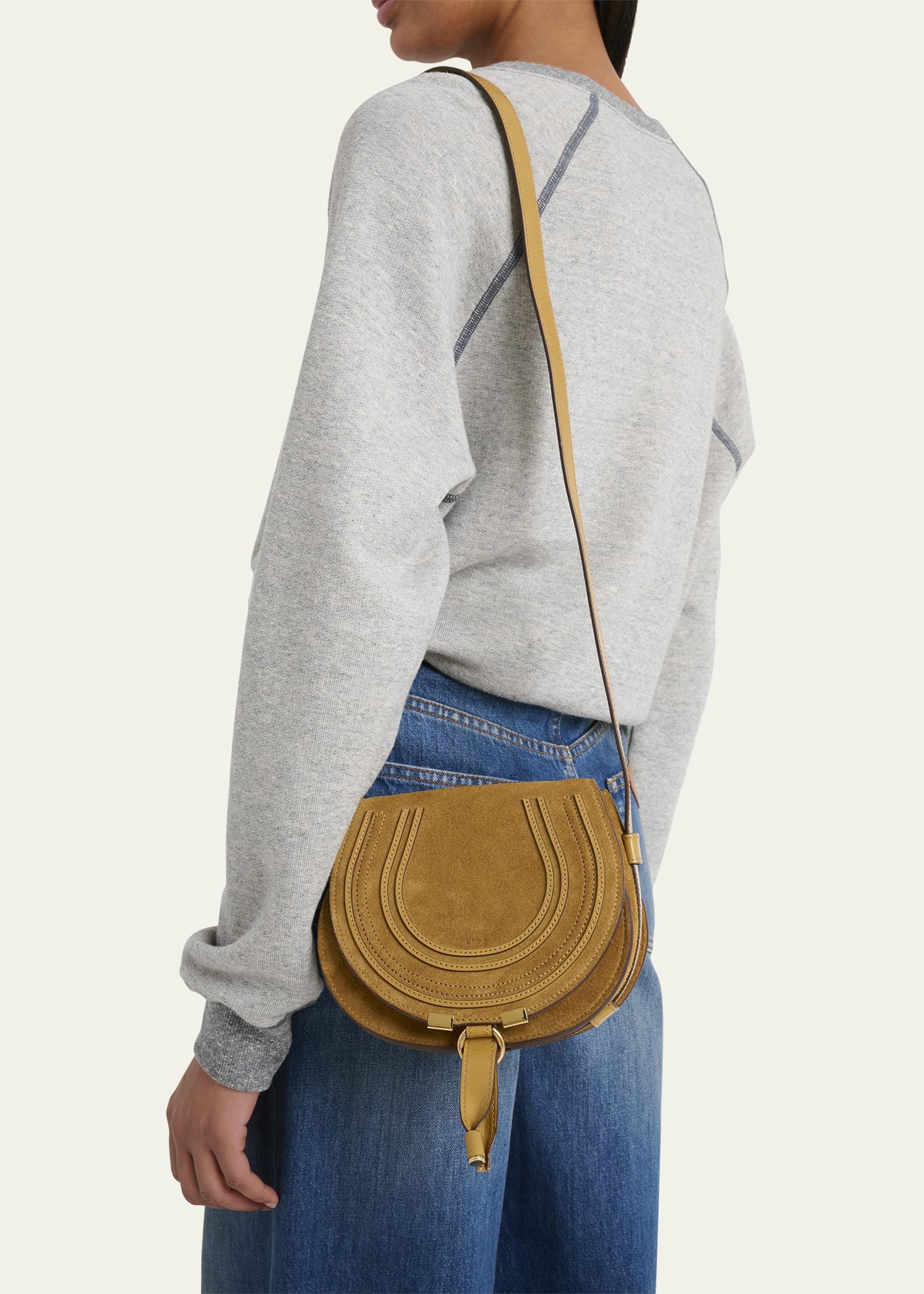 Marcie Flap Saddle Crossbody Bag in Suede - 2