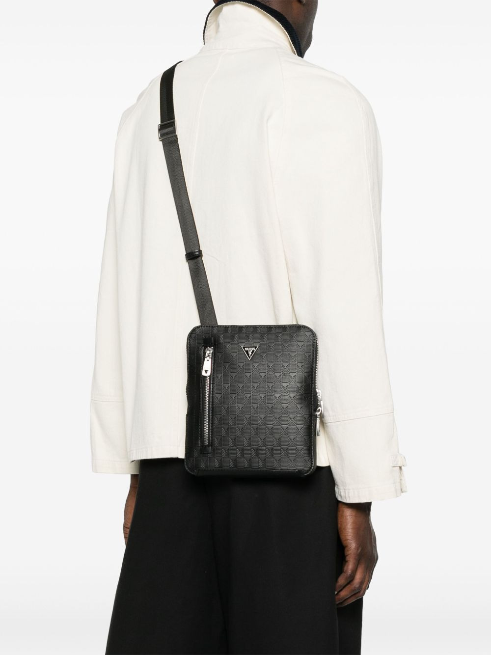 logo-embossed messenger bag - 2