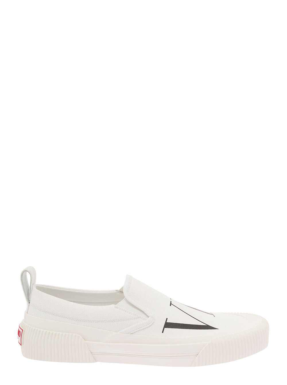 Valentino Garavani Men White Slip-On Sneakers With Vltn Print In Canvas Man - 1