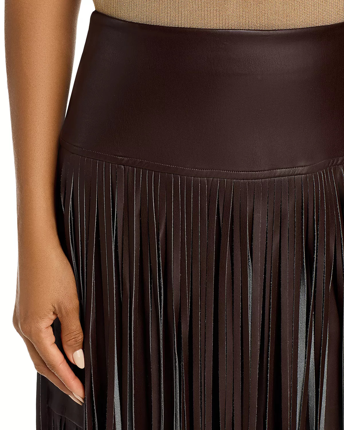 Karolina Faux Leather Fringe Skirt - 5