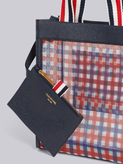 Thom Browne Multicolor Gingham Printed Mesh Paper Label Stripe Handle Small Tote outlook
