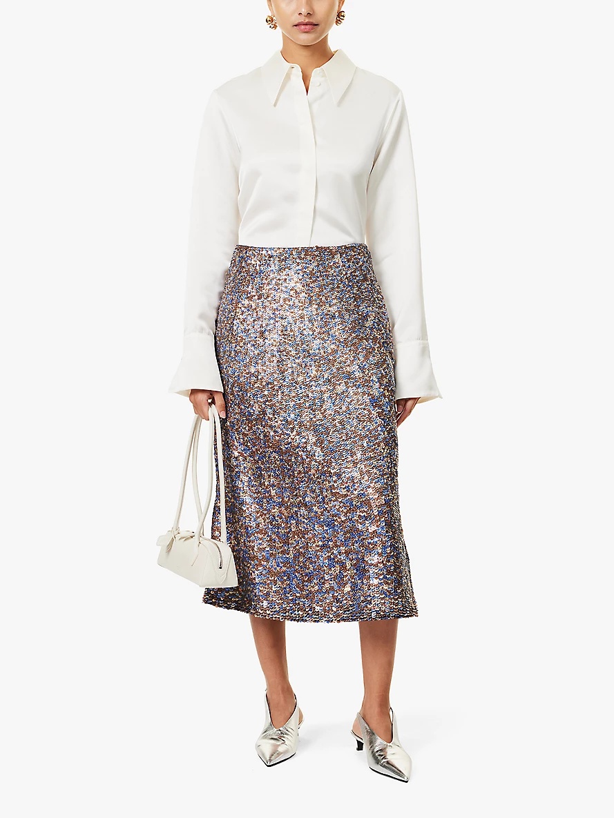 Sibyl sequin-embellished wool-blend midi skirt - 2