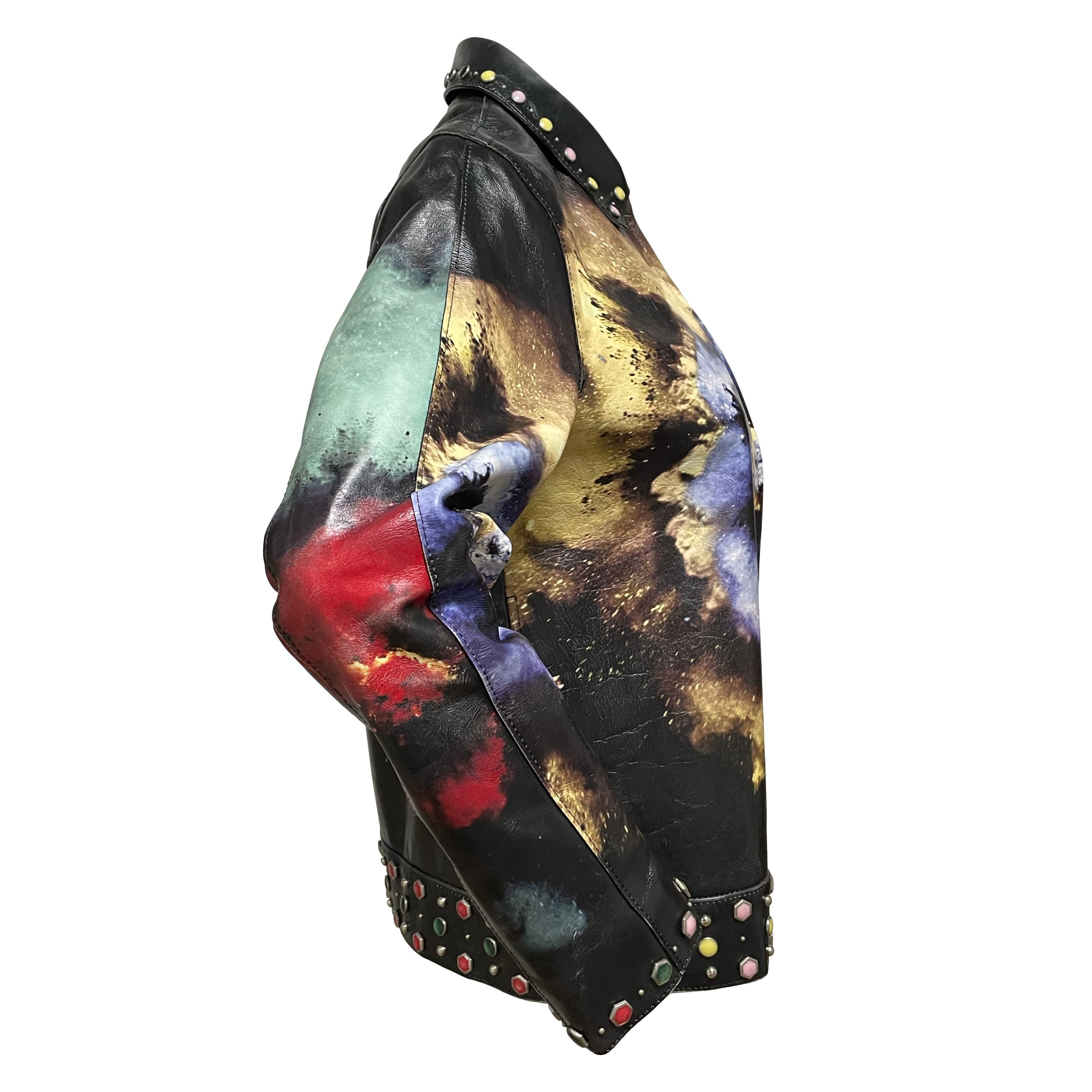 UNDERCOVER Spring Summer 2016 "Greatest" Flower Print Studs Leather Jacket - 3