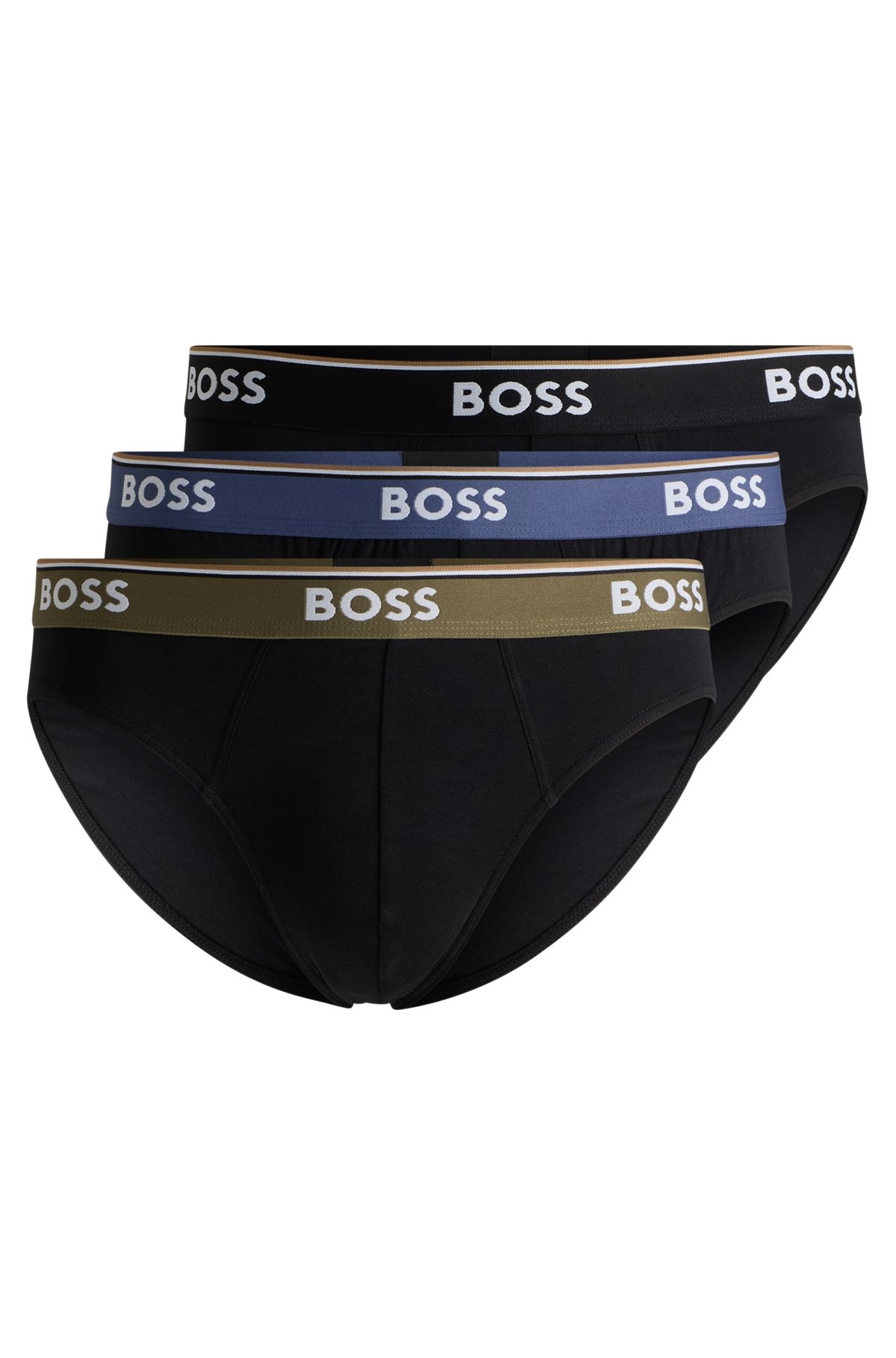 THREE-PACK OF STRETCH-COTTON BRIEFS WITH LOGO WAISTBANDS - 1
