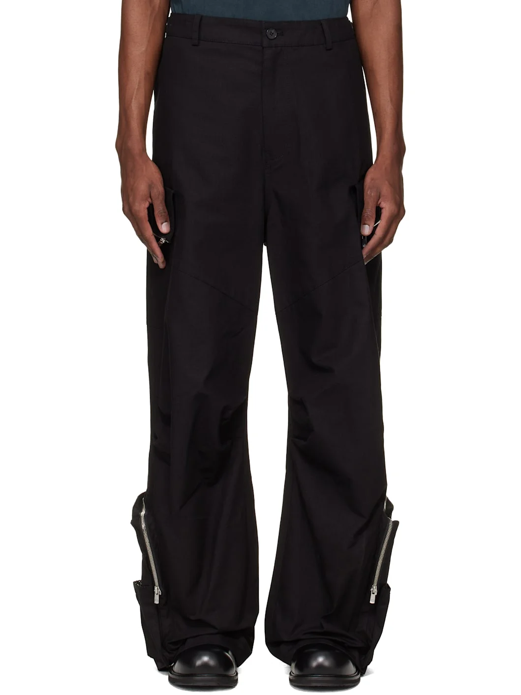 Black Engineer Cargo Pants - 1