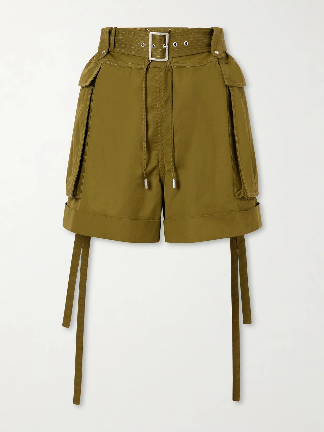 Belted Cotton-twill Shorts - 1