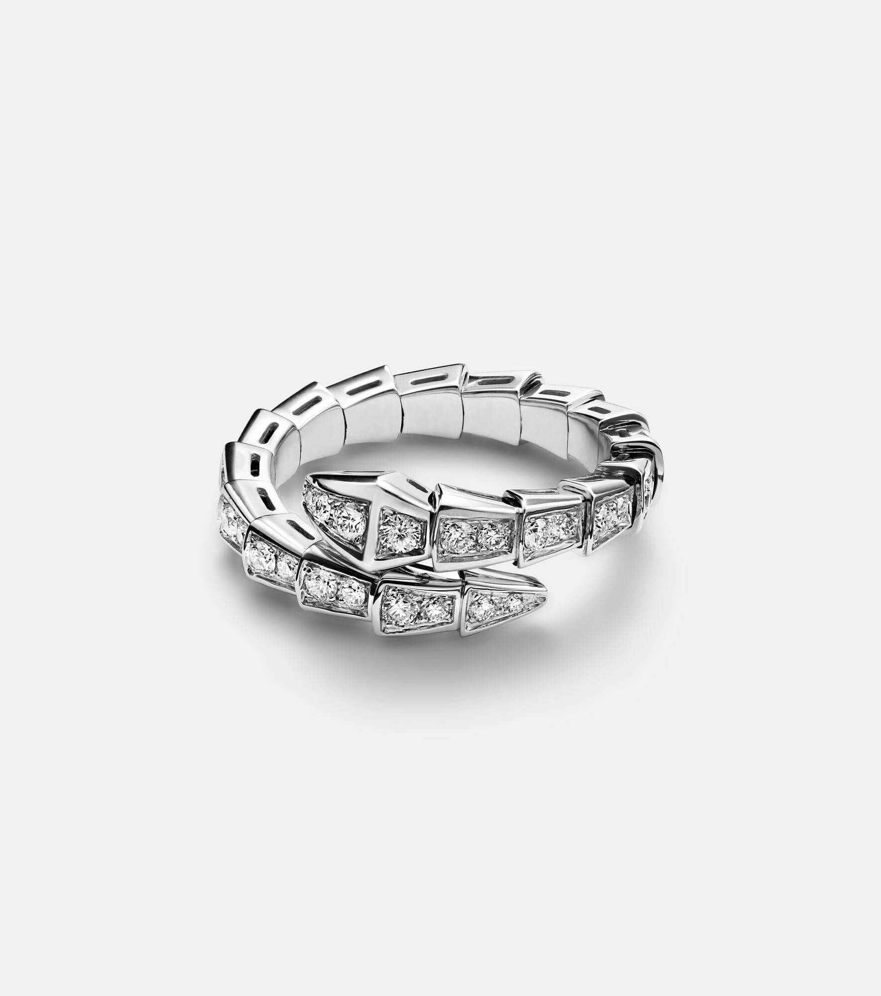 Serpenti Viper 18kt white gold ring with diamonds - 1