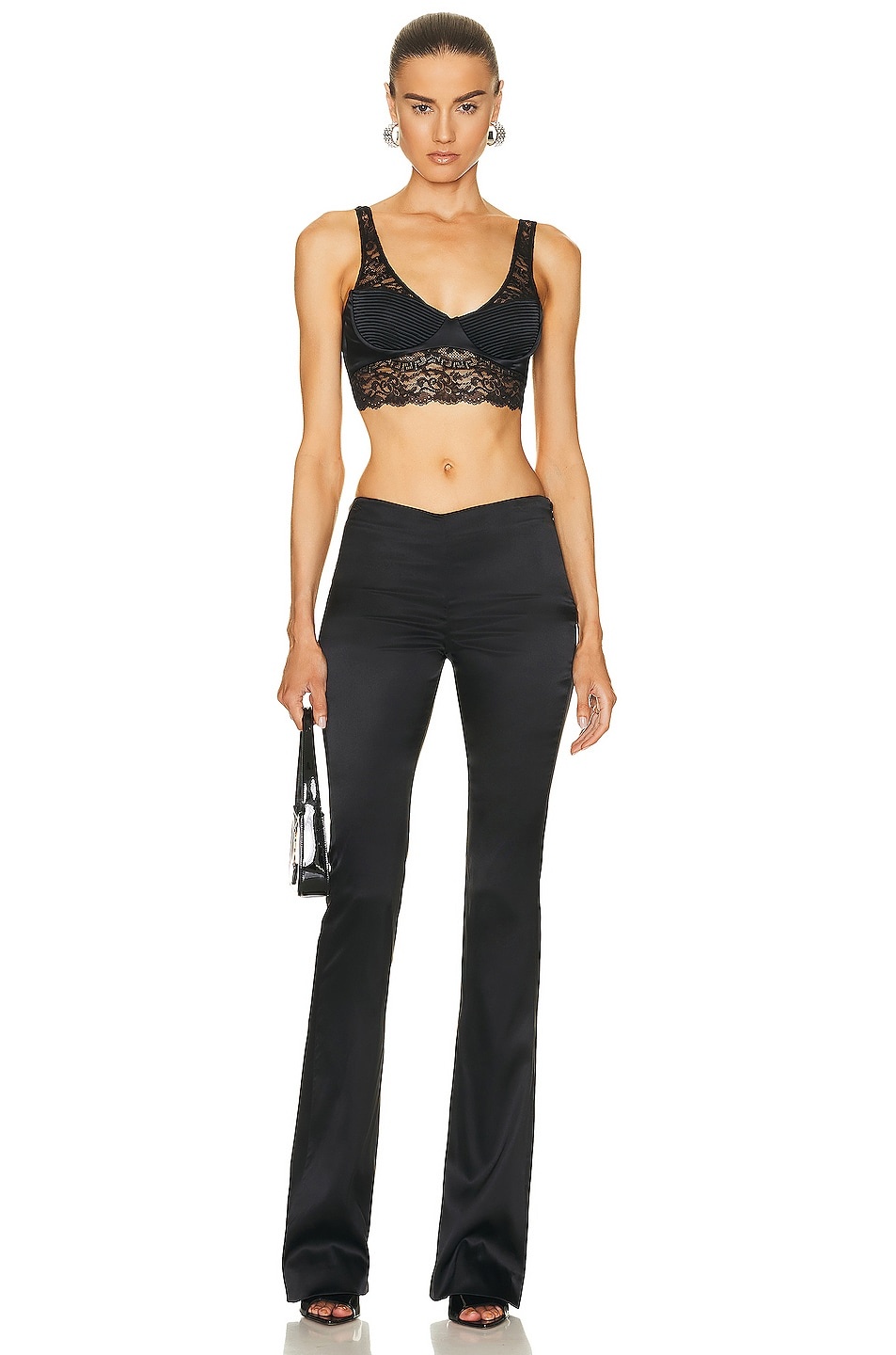 Versace Black Greca Lace Bralette Top