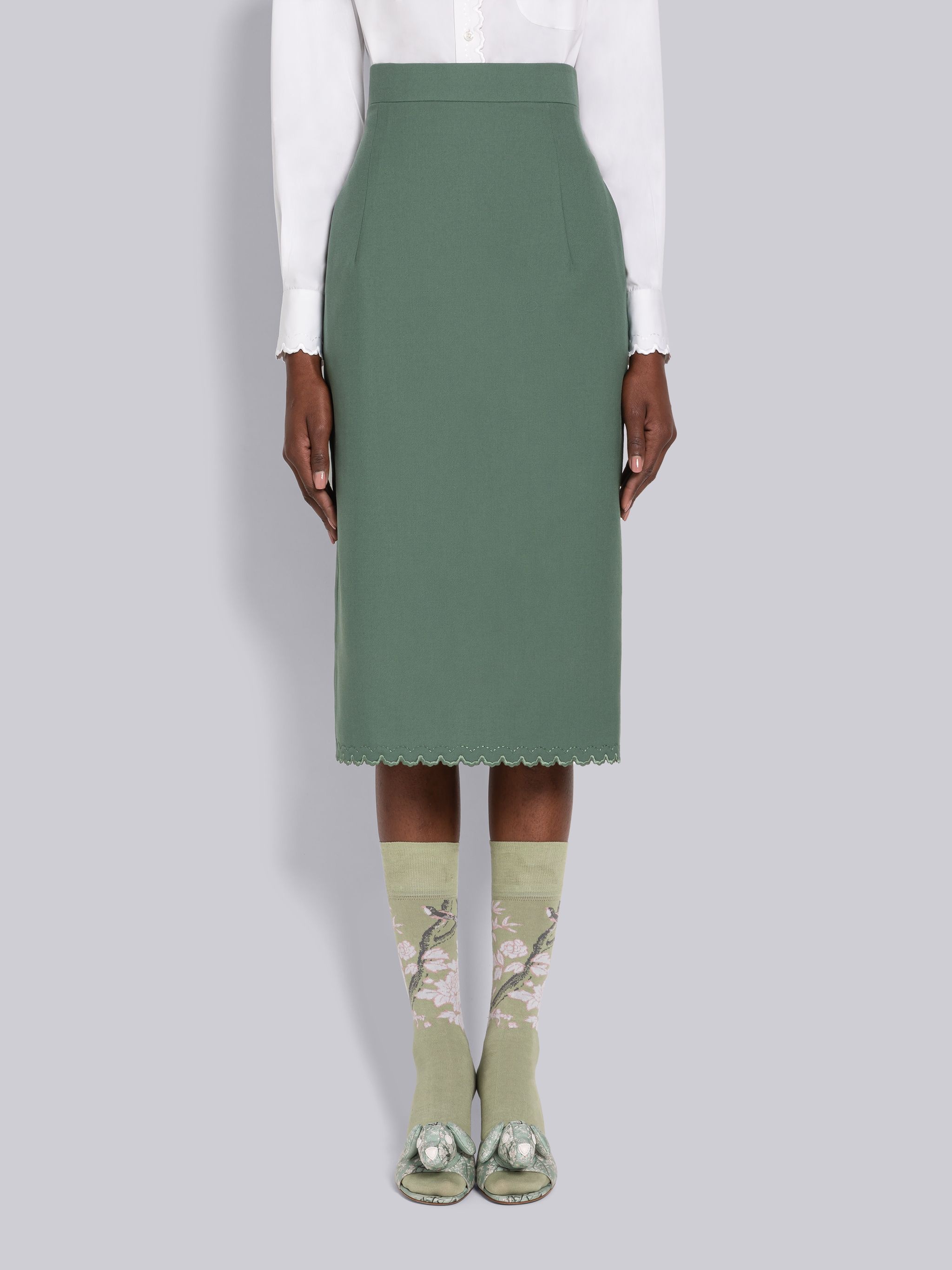 School Uniform Scalloped Pencil Skirt - 1