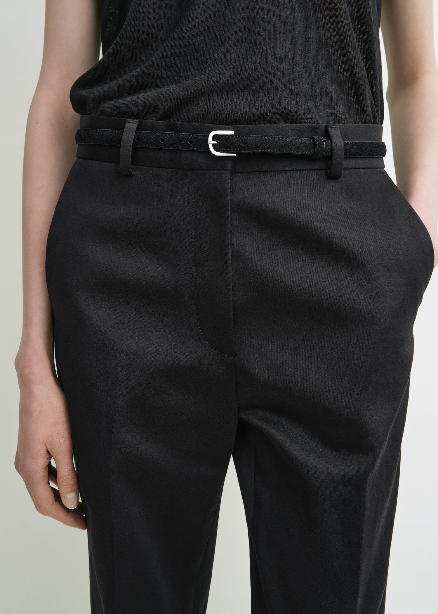 Thin suede belt black - 2