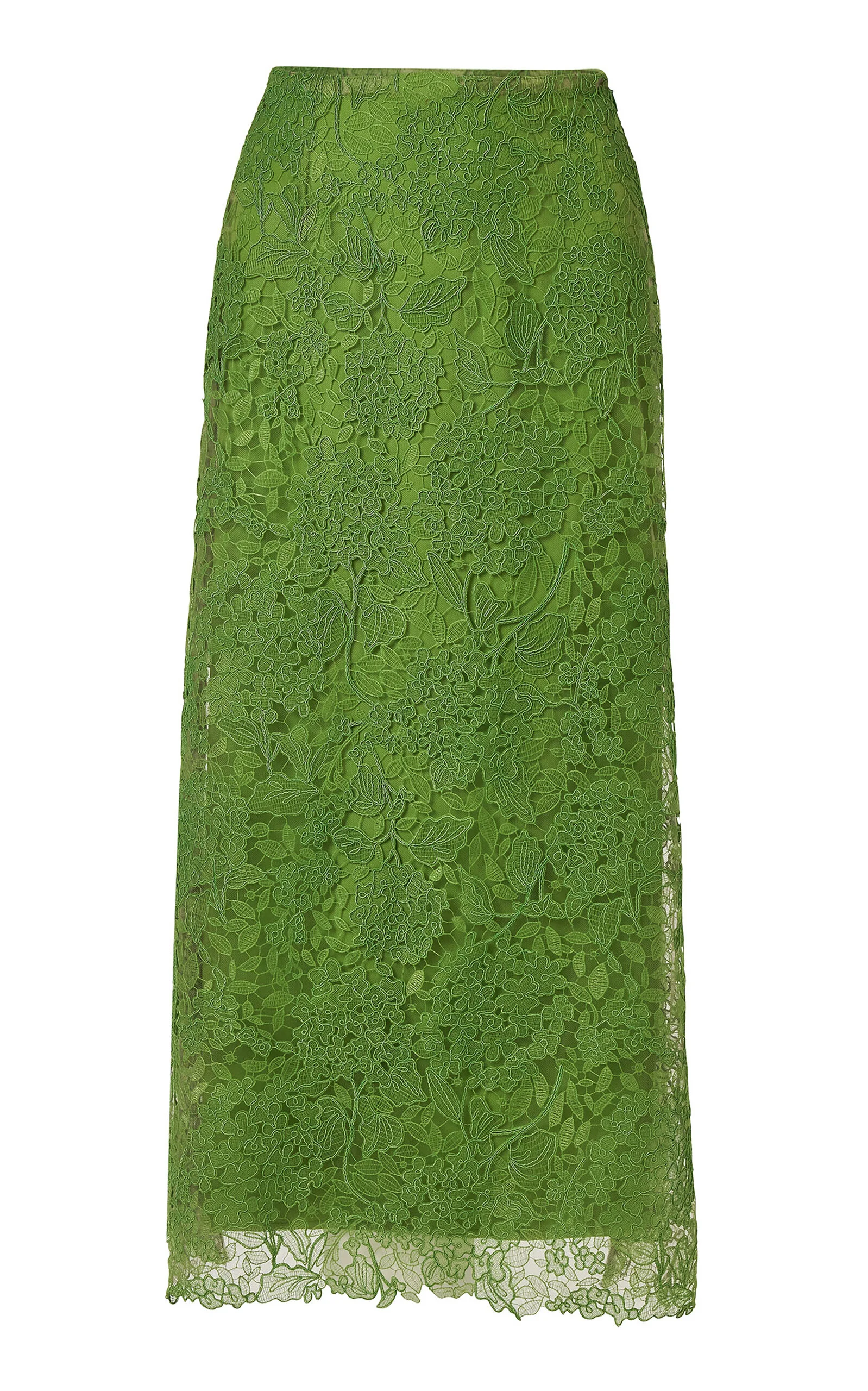 Hydrangea Floral Lace Midi Slip Skirt green - 1