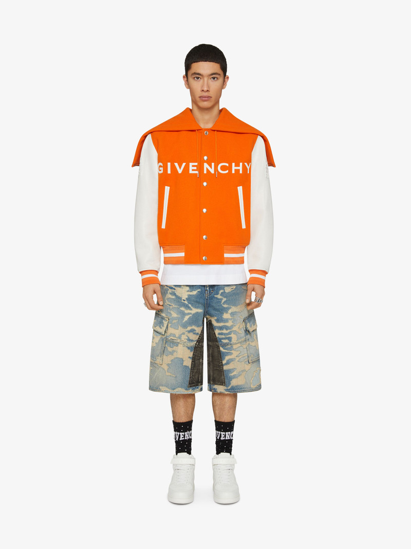 Givenchy GIVENCHY HOODED VARSITY JACKET IN WOOL AND LEATHER outlook