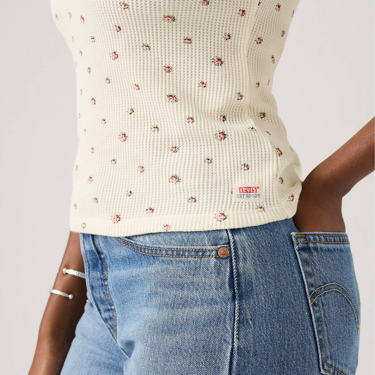 DRY GOODS WAFFLE CAP-SLEEVE TEE - 4