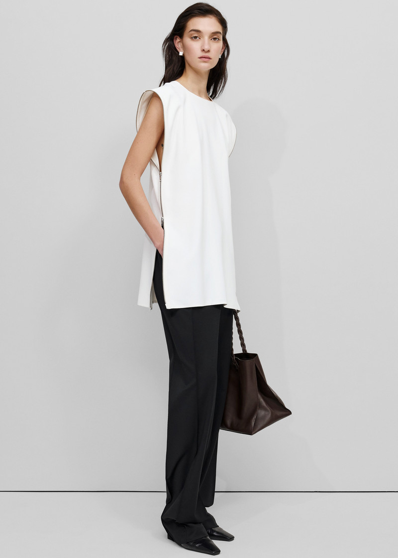 Bevza Zipper Tunic Top - White 3