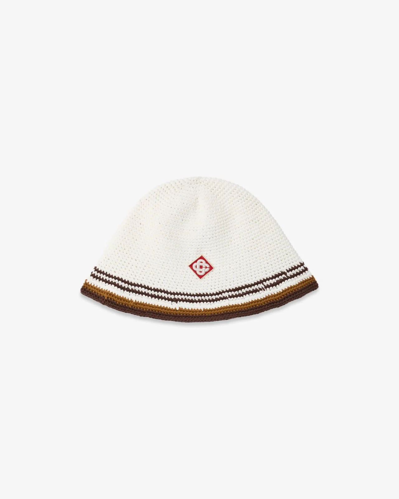 White & Brown Stripe Crochet Hat | Casablanca Paris - 1