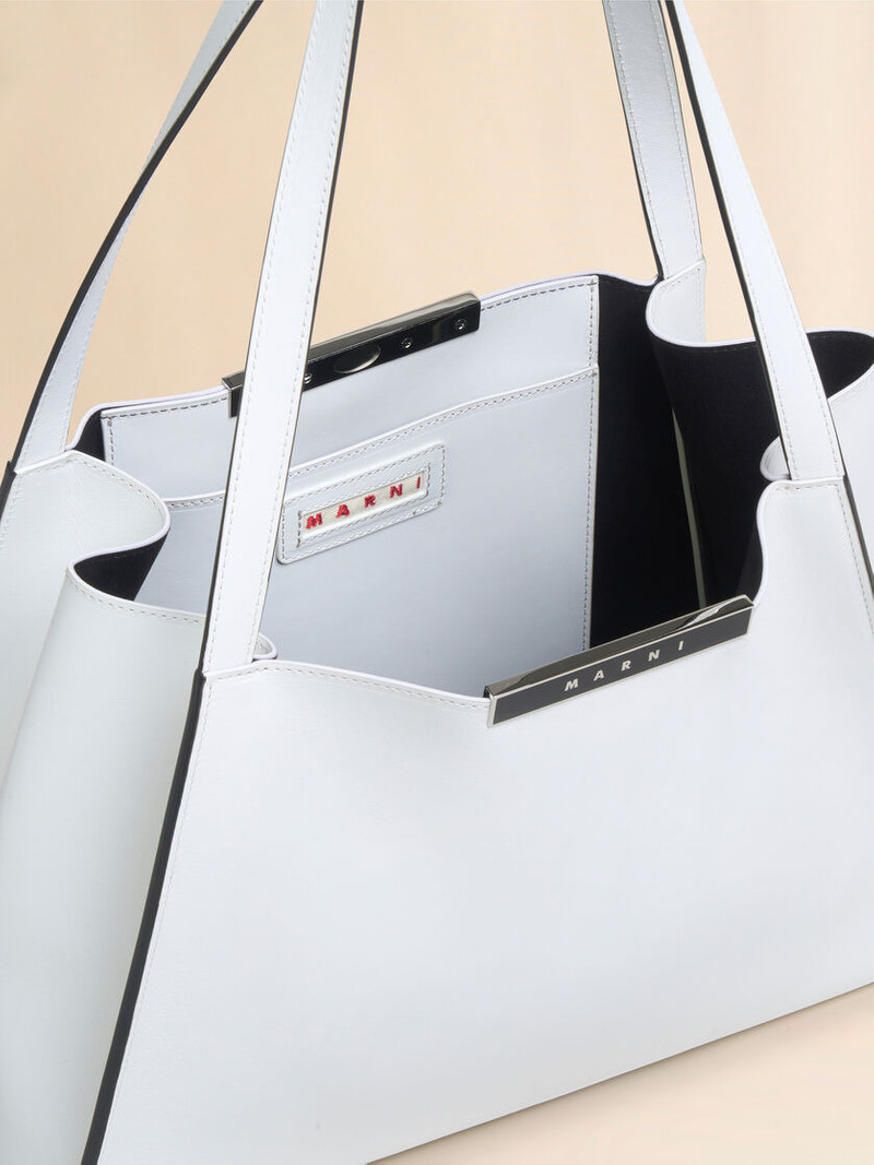 WHITE LEATHER CRESTA E/W SMALL TOTE BAG 4
