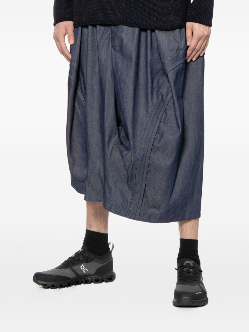 asymmetric gathered denim shorts 4